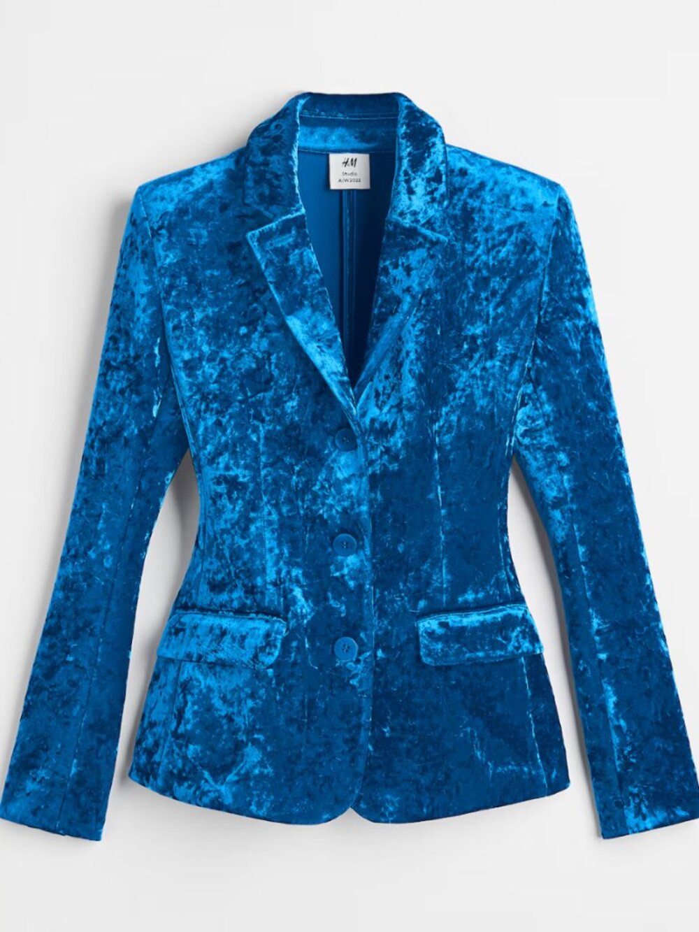 H&M Studio Bright Blue Velvet Blazer